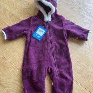 Colombia Plum Hooded Fleece One-Piece for Infants